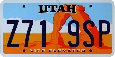 UT license plate Z719SP