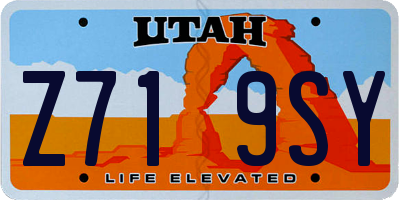 UT license plate Z719SY
