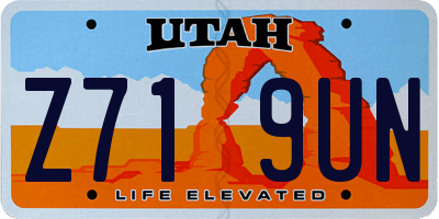 UT license plate Z719UN