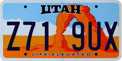 UT license plate Z719UX