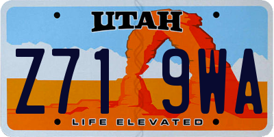 UT license plate Z719WA