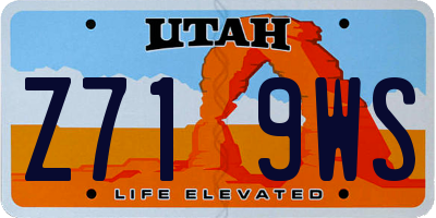 UT license plate Z719WS