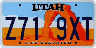 UT license plate Z719XT