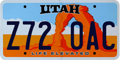 UT license plate Z720AC
