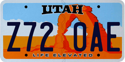 UT license plate Z720AE