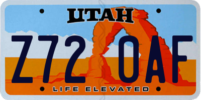 UT license plate Z720AF
