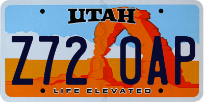 UT license plate Z720AP