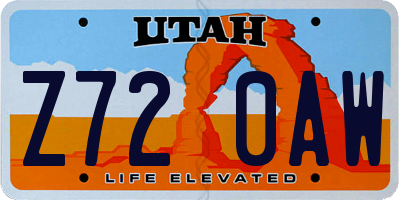 UT license plate Z720AW
