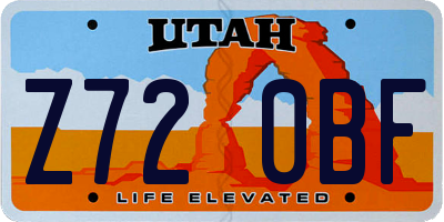 UT license plate Z720BF