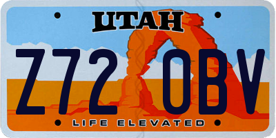 UT license plate Z720BV