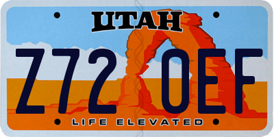 UT license plate Z720EF