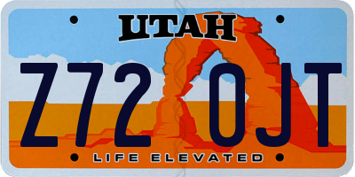 UT license plate Z720JT