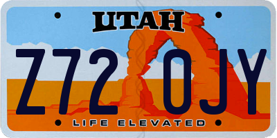 UT license plate Z720JY