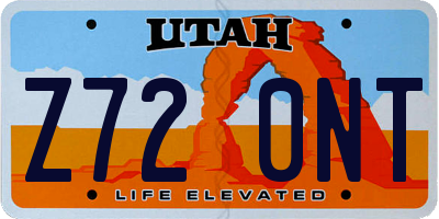 UT license plate Z720NT