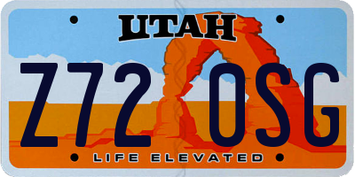 UT license plate Z720SG