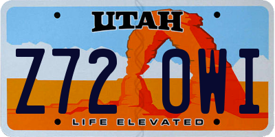 UT license plate Z720WI
