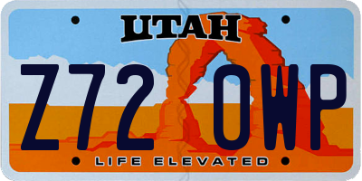 UT license plate Z720WP