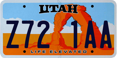 UT license plate Z721AA