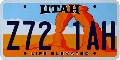 UT license plate Z721AH