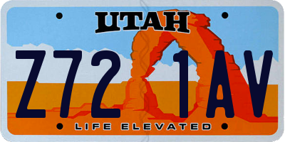 UT license plate Z721AV