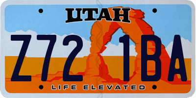 UT license plate Z721BA