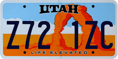 UT license plate Z721ZC