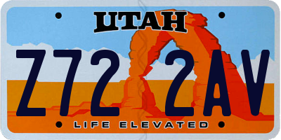 UT license plate Z722AV