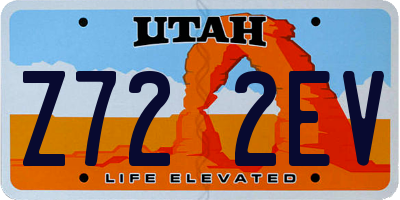 UT license plate Z722EV