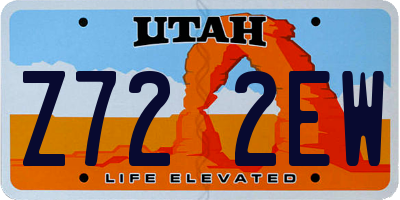 UT license plate Z722EW