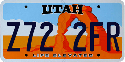 UT license plate Z722FR