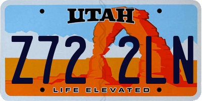 UT license plate Z722LN