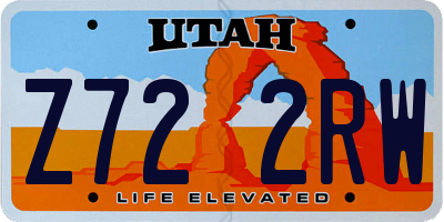 UT license plate Z722RW