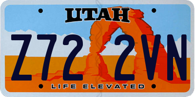 UT license plate Z722VN
