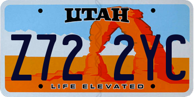 UT license plate Z722YC