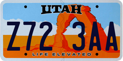 UT license plate Z723AA