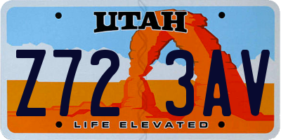 UT license plate Z723AV