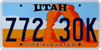 UT license plate Z723OK