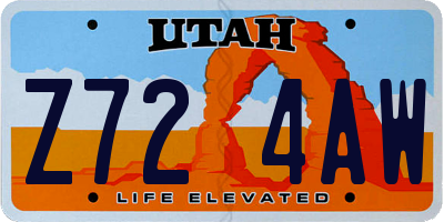 UT license plate Z724AW