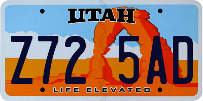 UT license plate Z725AD