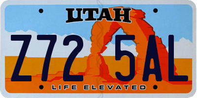 UT license plate Z725AL
