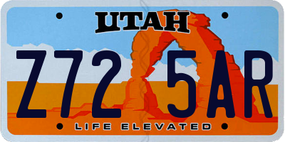 UT license plate Z725AR