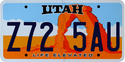 UT license plate Z725AU