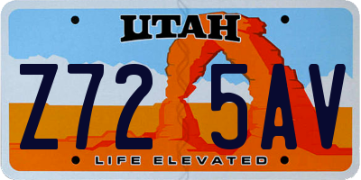 UT license plate Z725AV