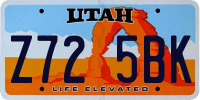 UT license plate Z725BK