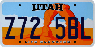 UT license plate Z725BL