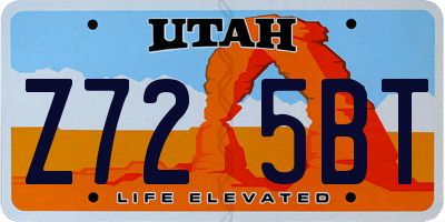 UT license plate Z725BT