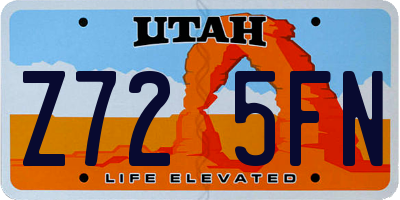UT license plate Z725FN