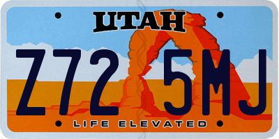 UT license plate Z725MJ