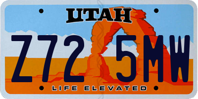 UT license plate Z725MW
