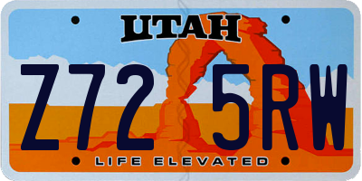 UT license plate Z725RW